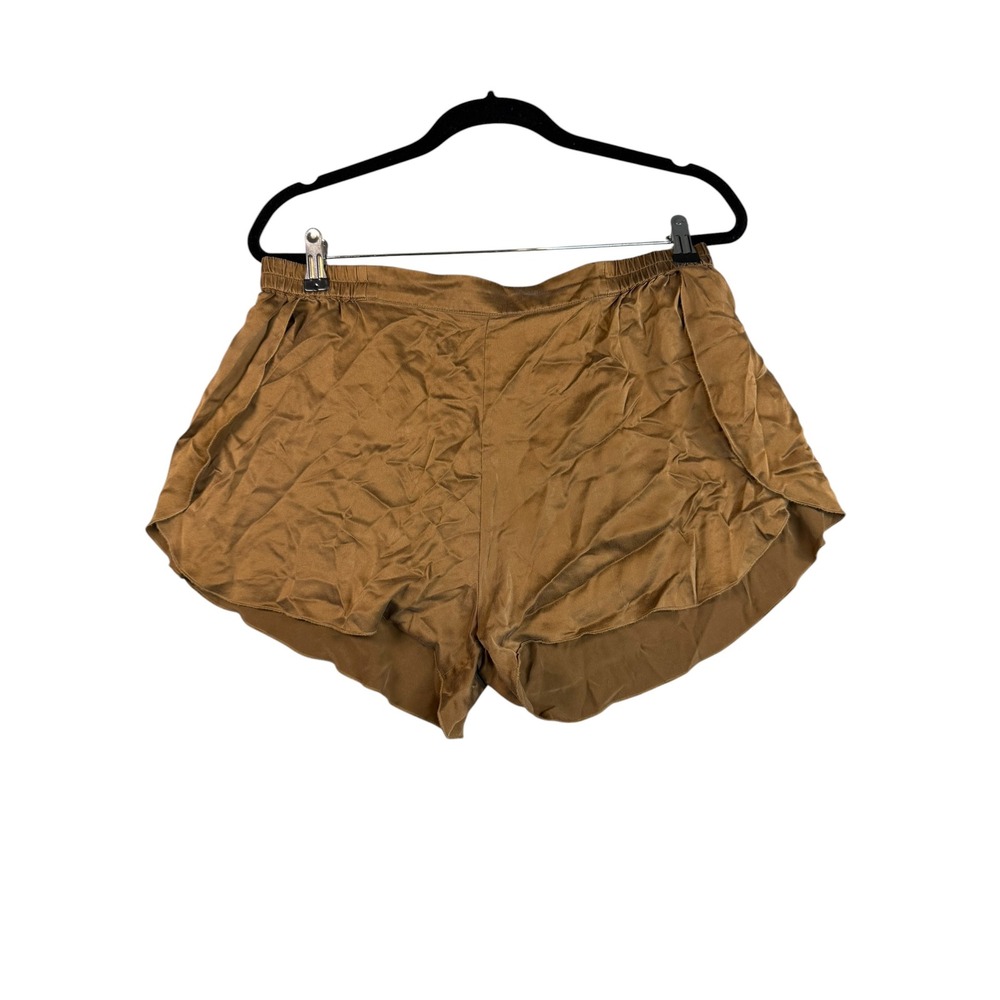 Lunya Washable Silk High Rise Sleep Shorts Bronze Brown XL Loungewear
